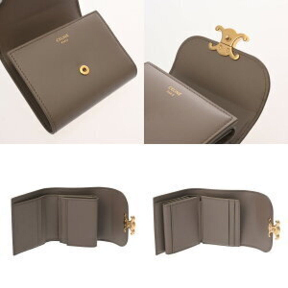 Celine Trifold Triomphe Shiny Calfskin Pebble Wallet Leather - Picture 8 of 10